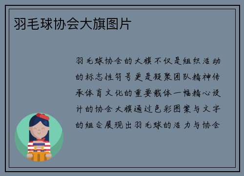 羽毛球协会大旗图片